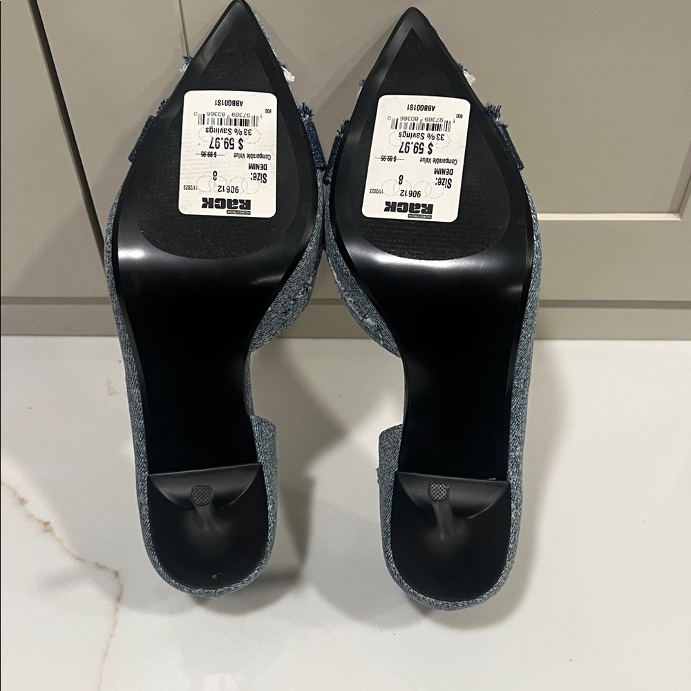 Steve Madden Denim Crystal-Buckle Pointed Toe Pumps - Blue - Picture 6 of 6